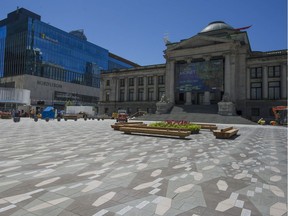 The plaza at the north side of the Vancouver Art Gallery under construction on June 22.