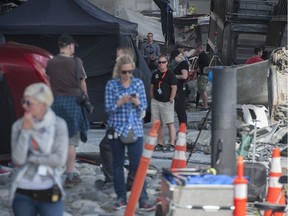 Cast and crew on the set of Deadpool 2 filming underneath the Granville Street bridge in Vancouver, B.C. Wednesday, August 16, 2017.