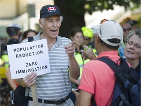 Thousands of people surrounded Vancouver city hall Saturday, August 19, 2017 to attend a counter rally in protest of a planned anti-Muslim rally that was to take place.