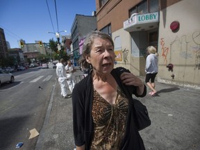 Housing advocate Judy Graves is running for Vancouver city council in a byelection this October. Graves is pictured on East Hastings Street in the city Aug. 23.