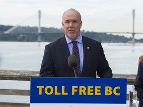 B.C. Premier John Horgan announced at a press conference Friday, August 25, 2017 that tolls on the Port Mann and Golden Ears bridges would be cancelled September 1.