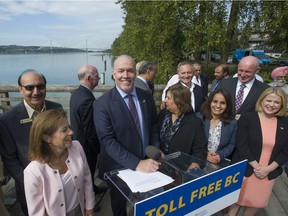 B.C. Premier John Horgan announced at a press conference Friday, August 25, 2017 that tolls on the Port Mann and Golden Ears bridges would be cancelled September 1.