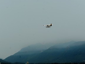 Hazy conditions over the North Shore mountains as Environment Canada issue an air quality advisory was winds carry smoke from wildfires burning in B.C.'s interior to the province's south coast, in Vancouver.