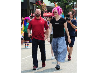 Matrix director Lana Wachowski in action at the 39th Annual Vancouver Pride Parade presented by the Vancouver Pride Society in Vancouver, BC., August 6, 2017.