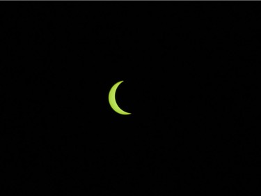 The solar eclipse at 10:13 seen in Vancouver, BC, August, 21, 2017.