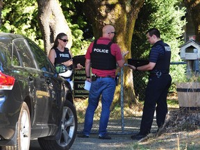 Surrey RCMP on scene at 18731 88 Avenue  for a report of shots fired, in Surrey, August 27, 2017.