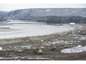 Site C dam construction in mid-April of this year along the Peace River in Fort St. John.