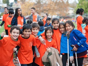 Students at Stratford Hall take part in the annual ‘clean up our community’ event after Halloween.