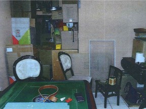 Photos taken from a Vancouver Police file related to the investigation of an East Vancouver tea shop, whose owner was arrested in 2016 and accused of buying stolen merchandise. The photo shows a rear room at the business used for storage, according to a police file obtained through a Freedom of Information request.