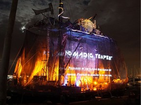 The 90-foot Amara Zee tall ship acts as both stage and screen.