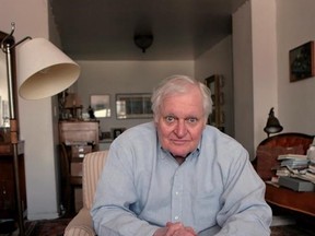 FILE - In this Sept. 29, 2008, file photo, poet John Ashbery interviewed at his apartment in New York. Ashbery, widely regarded as one of the world&#039;s greatest poets, died Sunday, Sept. 3, 2017, at home in Hudson, New York, of natural causes, according to husband, David Kermani. He was 90. (AP Photo/Bebeto Matthews, File)