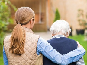 A young caregiver walks with an elderly woman in a park. By 2031 there will be 9.6 million seniors. Of those, 5.1 million will be women, accounting for nearly a quarter of the total female population.
