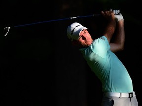 Nick Taylor of Abbotsford plays his tee shot on the second hole during the first round of the Wyndham Championship at Sedgefield Country Club in August in Greensboro, N.C.