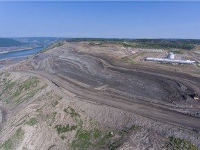 A July 2017 aerial photo of construction at B.C. Hydro's Site C dam project near Fort St. John.