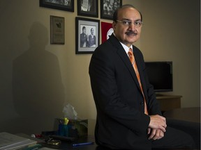 MLA Raj Chouhan sits at his constituency office in Burnaby on April 17, 2014.