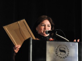 Reporter Kim Bolan, shown accepting a National Newspaper Award for beat reporting in 2014, is nominated in the breaking news category at this year’s Jack Webster Awards, and will also be the recipient of this year’s Bruce Hutchinson Lifetime Achievement Award, to be presented at the Webster Awards dinner on Oct. 12.