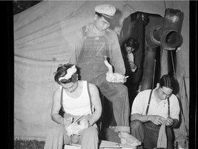 Interned Japanese-Canadians at work in an unnamed camp in the B.C. Interior in 1942.