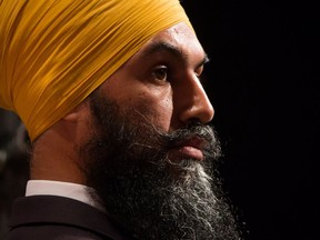 Jagmeet Singh listens during the final federal NDP leadership debate in Vancouver on Sunday. Online voting begins Sept. 18.