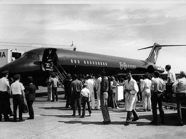 August 29, 1973 photo of Hugh Hefner's Playboy plane. Dan Scott / The Vancouver Sun