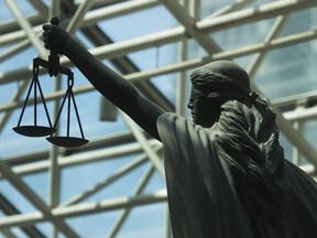 Scales of Justice statue at B.C. Supreme Court in Vancouver, B.C. Thursday, May 5, 2016.