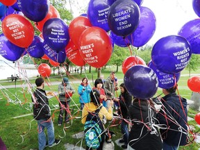Supporters  gather at Ceperley Park for the annual rape relief walk in Vancouver  on May  30, 2010.