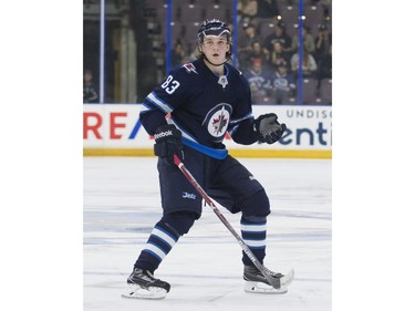 Winnipeg Jets Sami Niku skates during NHL preseason hockey action against the Vancouver Canucks