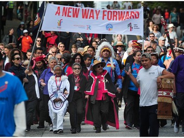 Tens of thousands of people take to the streets as The City of Vancouver, Reconciliation Canada, the Government of Canada and Vancouver Board of Parks and Recreation host the second annual Walk for Reconciliation in Vancouver, BC., September 24, 2017.