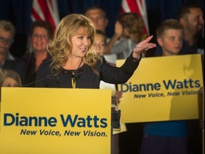 Dianne Watts at the Sheraton Guildford Hotel in Surrey on Sept. 24, 2017, announcing her bid for the B.C. Liberal party leadership.