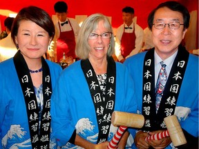 Japan's Vancouver-based Consul General Asako Okai and Ambassador to Canada Konjiro Monji congratulated B.C. Lieutenant Governor Judith Guichon aboard the navy training vessel JS Kashima.