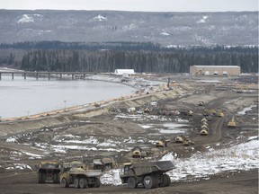 The Site C dam along the Peace River in Fort St. John, B.C. Work continues on the mega-project despite chances of it being suspended or cancelled by the new B.C. government.