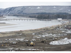 The Site C Dam location as seen along the Peace River in Fort St. John, B.C. on April 18 of this year.