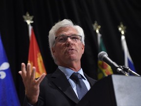 Minister of Natural Resources Jim Carr holds a press conference after hosting the annual Canadian Council of Forest Ministers in Ottawa on Friday, Sept. 15, 2017. THE CANADIAN PRESS/Sean Kilpatrick