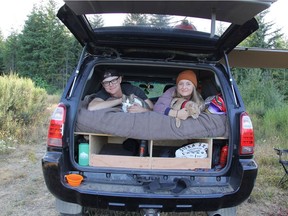 Lindsay Richards and Iain Roby have gained more than 30,000 followers on Instagram by posting photos of their cats Fish (tabby) and Chips (mask and mantle) and their travels in British Columbia .