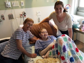 Robin Gage, son Bryan Gage and Lucy Ryan in April 2016. Ryan later donated a kidney to Robin gage, allowing her the health to care for Bryan until he died seven months later.