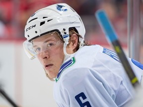 Rookie forward Brock Boeser will miss at least one game, and maybe more, with a bruised foot.