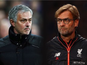 Managing success: Manchester United’s Jose Mourinho (left) and Liverpool’s Jurgen Klopp go head-to-head on Saturday when their clubs meet in an eagerly awaited clash of historic rivals.