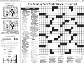 The New York Times crossword puzzle that Dr. Bill Cavers was working on with his dad as he lay dying in the Comox hospital.