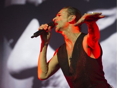 Depeche Mode's lead singer Dave Gahan performs on stage at Rogers Arena, Vancouver, October 25 2017.