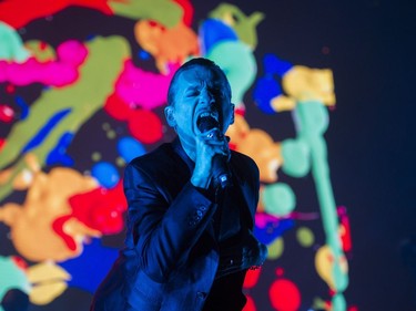 Depeche Mode's lead singer Dave Gahan performs on stage at Rogers Arena, Vancouver, October 25 2017.