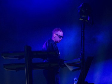 Depeche Mode's keyboardist Andy Fletcher performs on stage at Rogers Arena, Vancouver, October 25 2017.