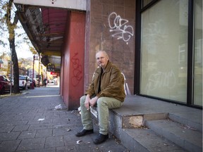 Fraser Stuart Activist Fraser Stuart sits for a photograph in front of a Chinatown business that closed down and now sits empty, in Vancouver, B.C., on Friday October 27, 2017.