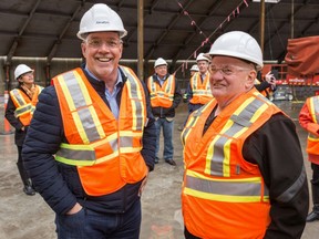 B.C. Premier John Horgan, left, toured the AltaGas Ridley Island Propane Export Terminal earlier this week in Prince Rupert, B.C.