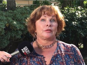 Surrey Mayor Linda Hepner speaks to the media after a Surrey Board of Trade luncheon at Eaglequest Golf course Wednesday.