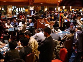 Packed poker tables at River Rock casino, B.C.'s largest.