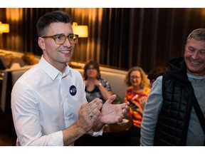 NPA City Council candidate Hector Bremner is pictured at his election night party in Vancouver, British Columbia on October 14, 2017.