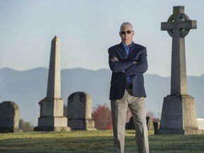 Erik Lees, seen here at Mountain View Cemetery in Vancouver on Saturday, is a landscape architect who has worked on the issue of cemeteries running out of room.