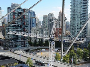 General construction shots taken in Vancouver from the Granville Street Bridge.