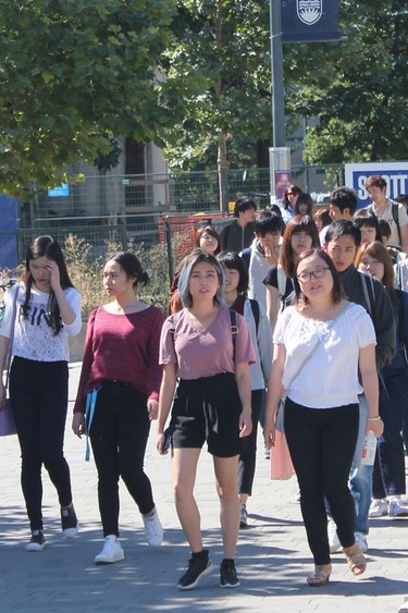 International students gather at UBC for an orientation event on Aug. 31, 2017.