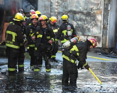 Vancouver Fire Department fighting a two alarm fire on East 3rd Ave between Ontario and Quebec St in Vancouver, BC, Oct. 3, 2017. Nick Procaylo, PNG