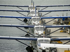 Harbour Air planes at Canada Place floatplane terminal in Vancouver.